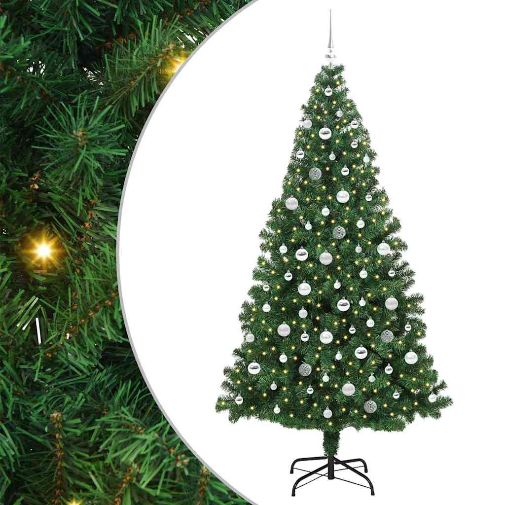 vidaXL Künstlicher Weihnachtsbaum mit 300 LEDs mit Ständer Grün 210 cm