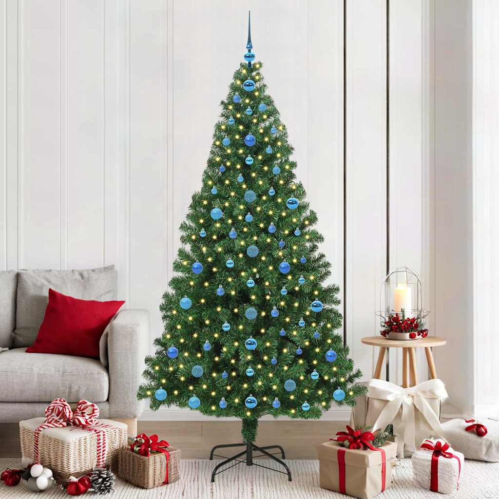 vidaXL Sapin de Noël artificiel avec 300 LED et support Vert 210 cm