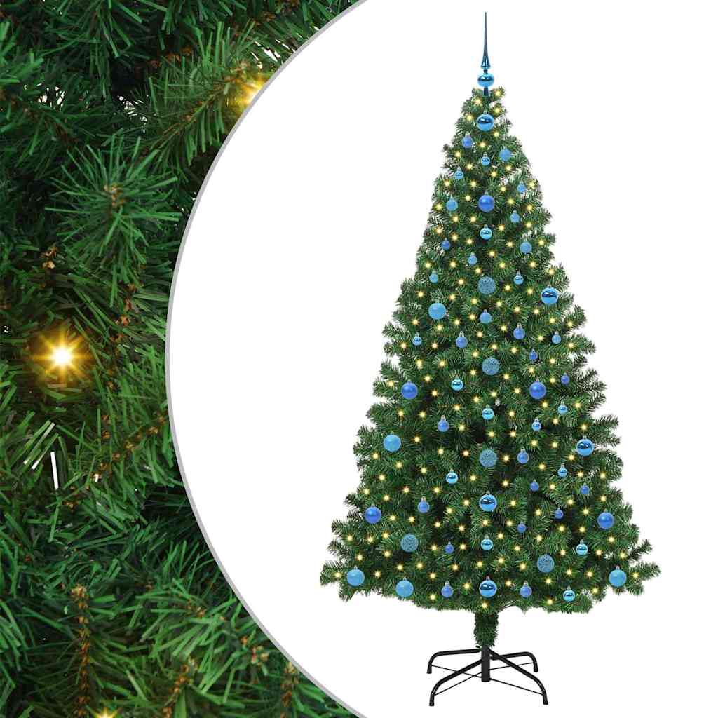 vidaXL Sapin de Noël artificiel avec 300 LED et support Vert 210 cm
