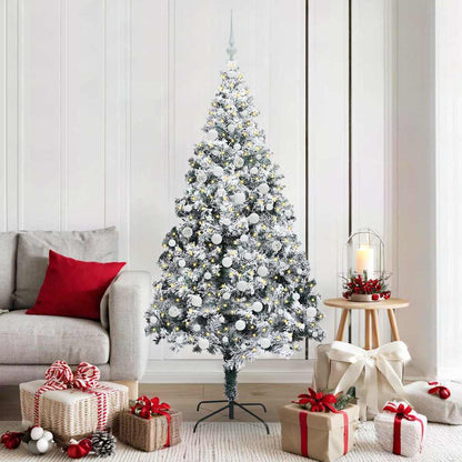 vidaXL Künstlicher Weihnachtsbaum mit 300 LEDs mit Ständer Weiß 180 cm