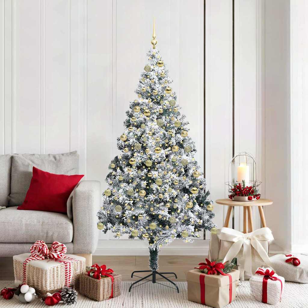 vidaXL Künstlicher Weihnachtsbaum mit 300 LEDs mit Ständer Weiß 180 cm