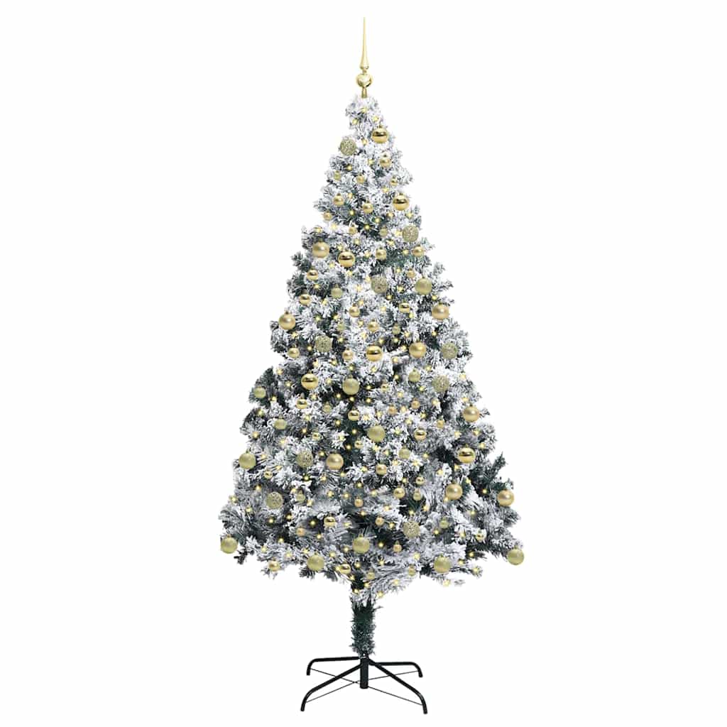 vidaXL Künstlicher Weihnachtsbaum mit 300 LEDs mit Ständer Weiß 180 cm