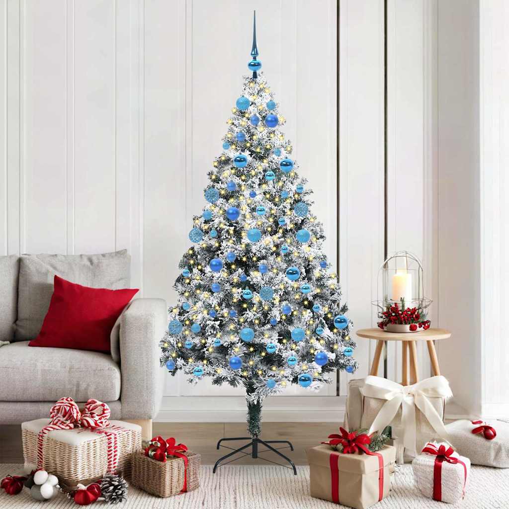 vidaXL Künstlicher Weihnachtsbaum mit 300 LEDs mit Ständer Weiß 180 cm