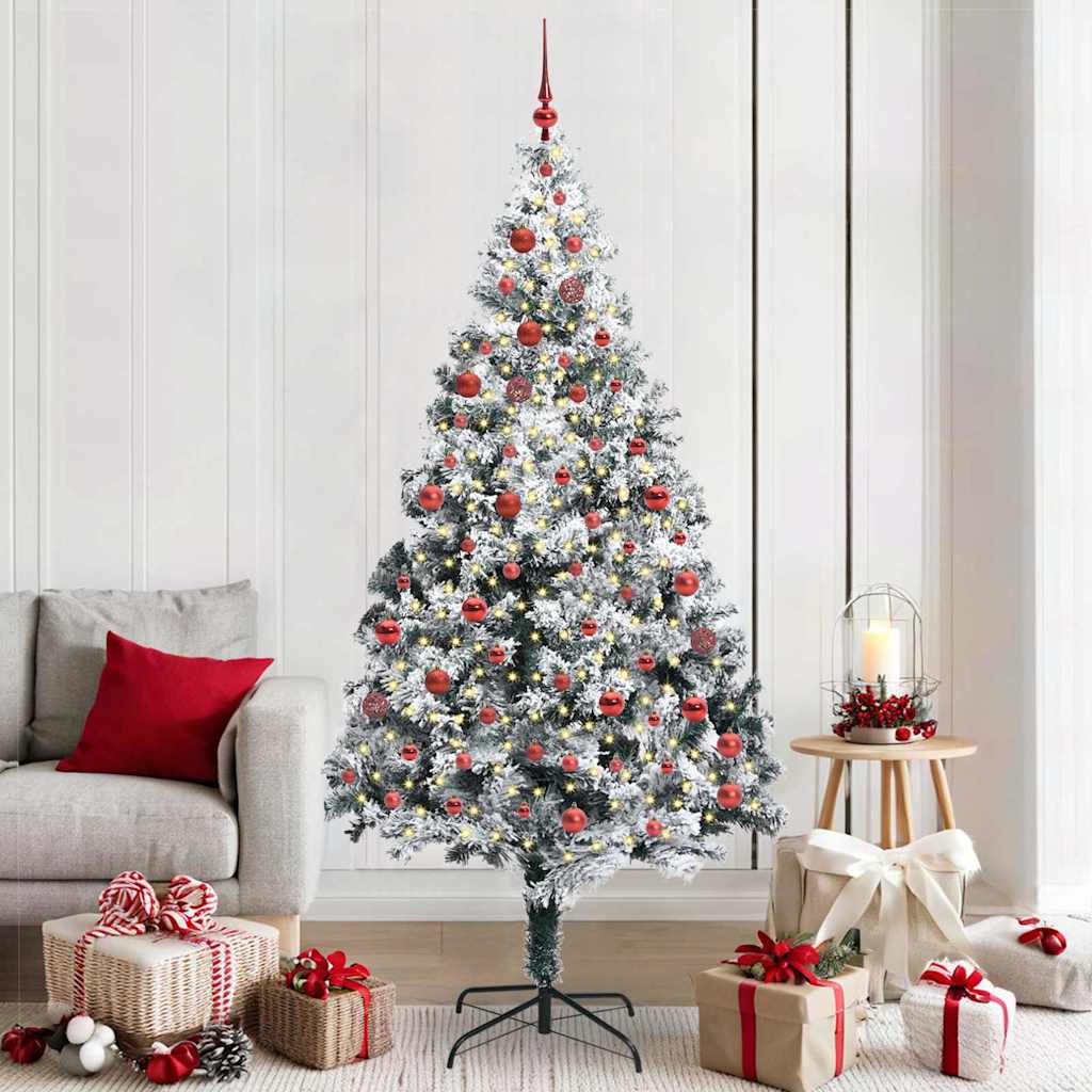 vidaXL Künstlicher Weihnachtsbaum mit 300 LEDs mit Ständer Weiß 210 cm