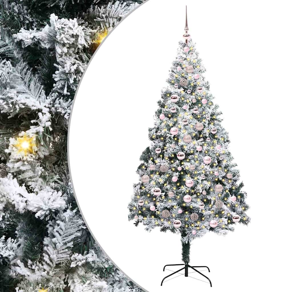vidaXL Künstlicher Weihnachtsbaum mit 300 LEDs mit Ständer Weiß 210 cm