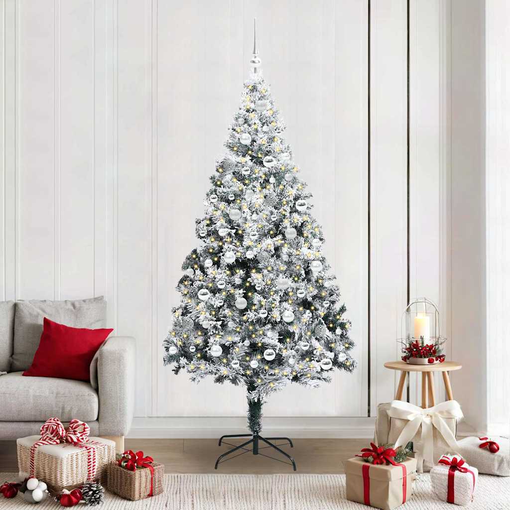 vidaXL Künstlicher Weihnachtsbaum mit 300 LEDs mit Ständer Weiß 210 cm