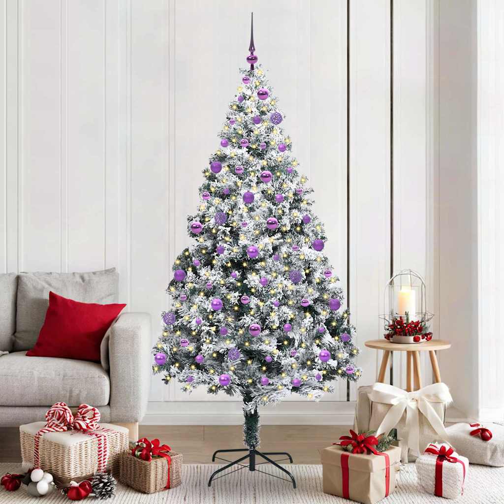 vidaXL Künstlicher Weihnachtsbaum mit 300 LEDs mit Ständer Weiß 210 cm