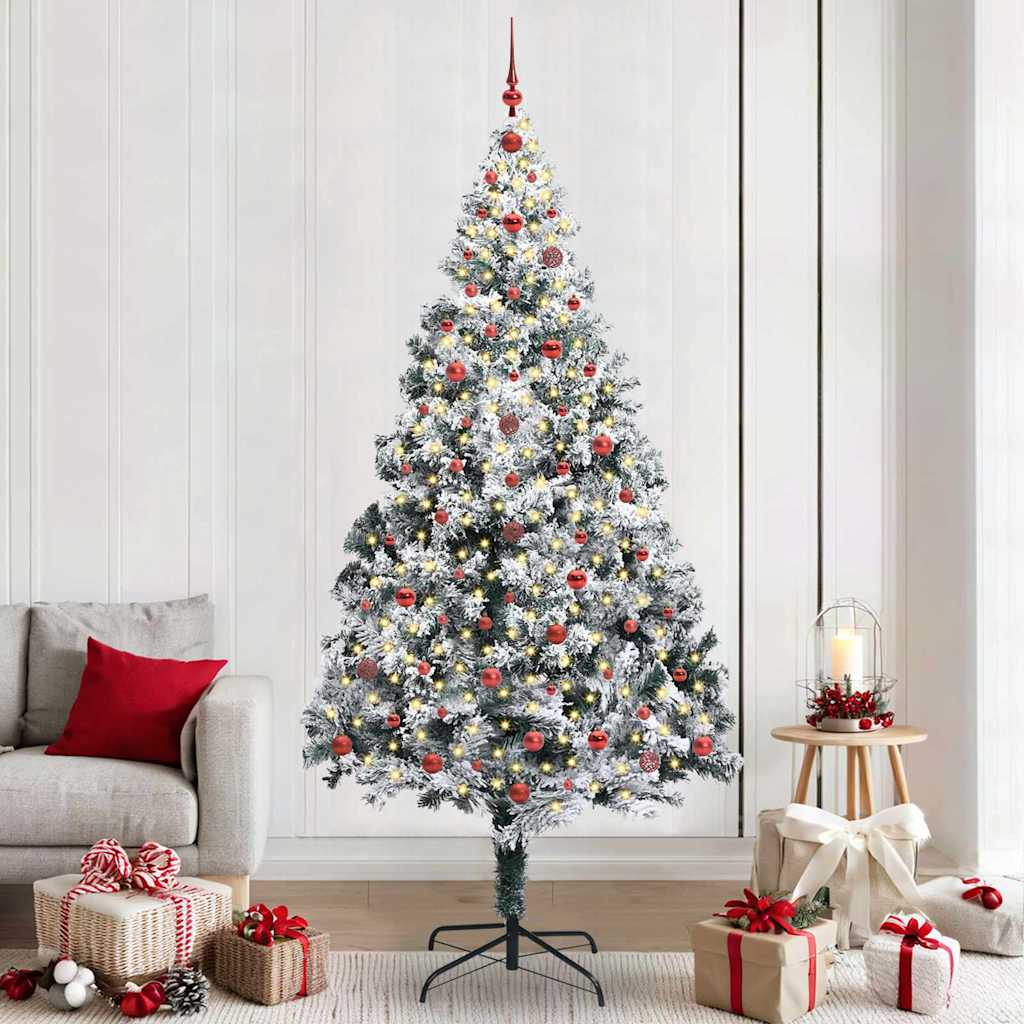 vidaXL Künstlicher Weihnachtsbaum mit 300 LEDs mit Ständer Weiß 240 cm