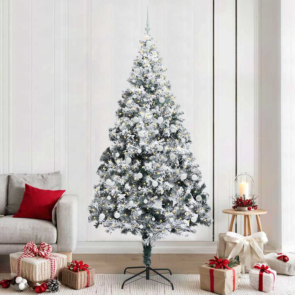 vidaXL Künstlicher Weihnachtsbaum mit 300 LEDs mit Ständer Weiß 240 cm