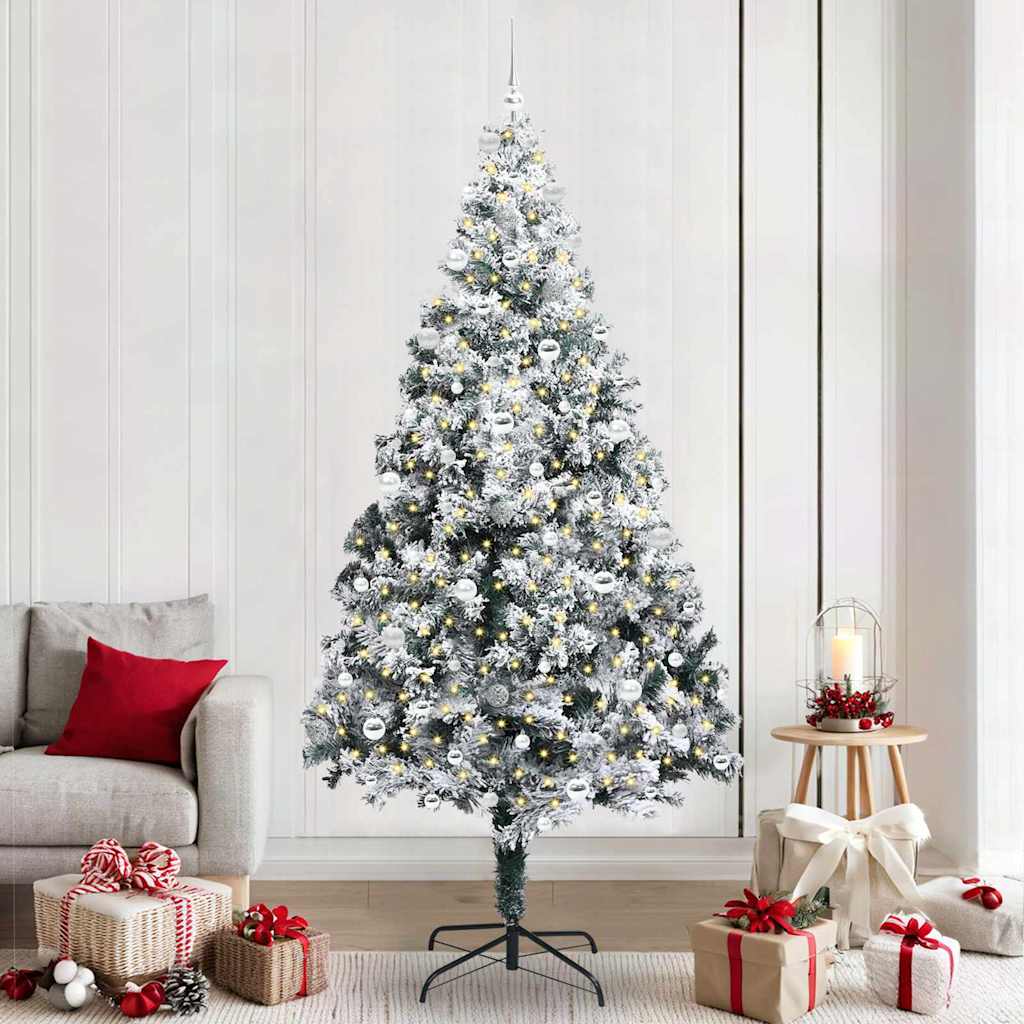 vidaXL Künstlicher Weihnachtsbaum mit 300 LEDs mit Ständer Weiß 240 cm
