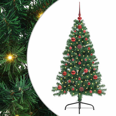 vidaXL Künstlicher vorbeleuchteter Weihnachtsbaum Grün 120 cm PVC