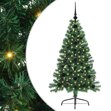 vidaXL Künstlicher vorbeleuchteter Weihnachtsbaum Grün 120 cm PVC