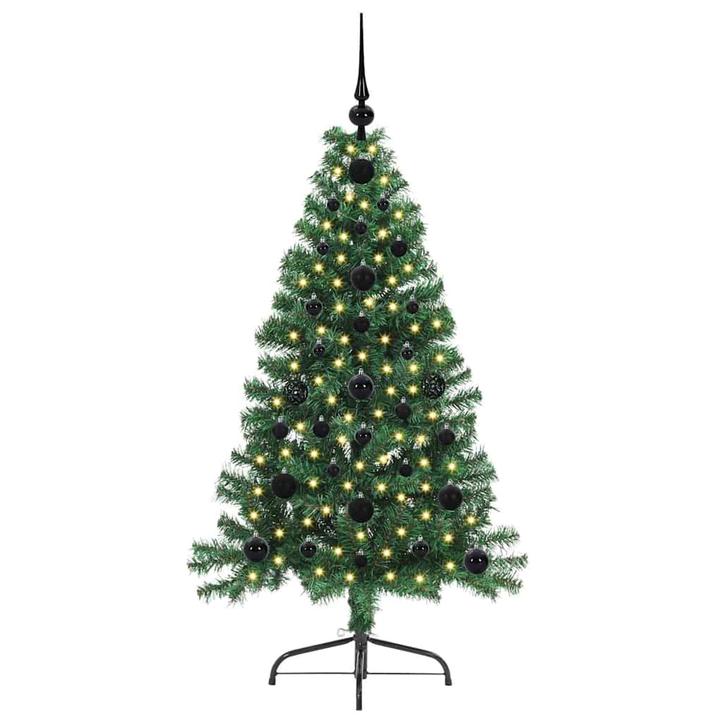vidaXL Künstlicher vorbeleuchteter Weihnachtsbaum Grün 120 cm PVC