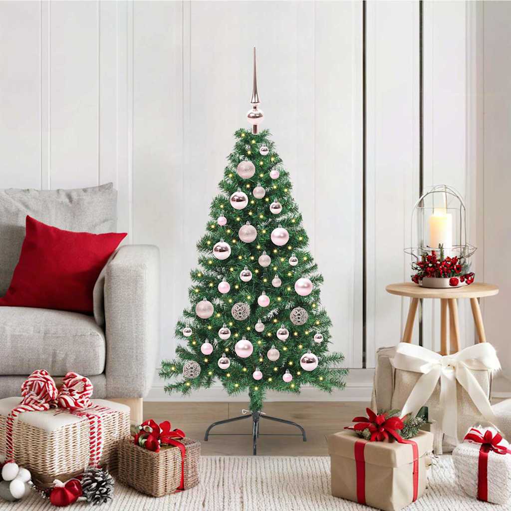 vidaXL Künstlicher vorbeleuchteter Weihnachtsbaum Grün 120 cm PVC