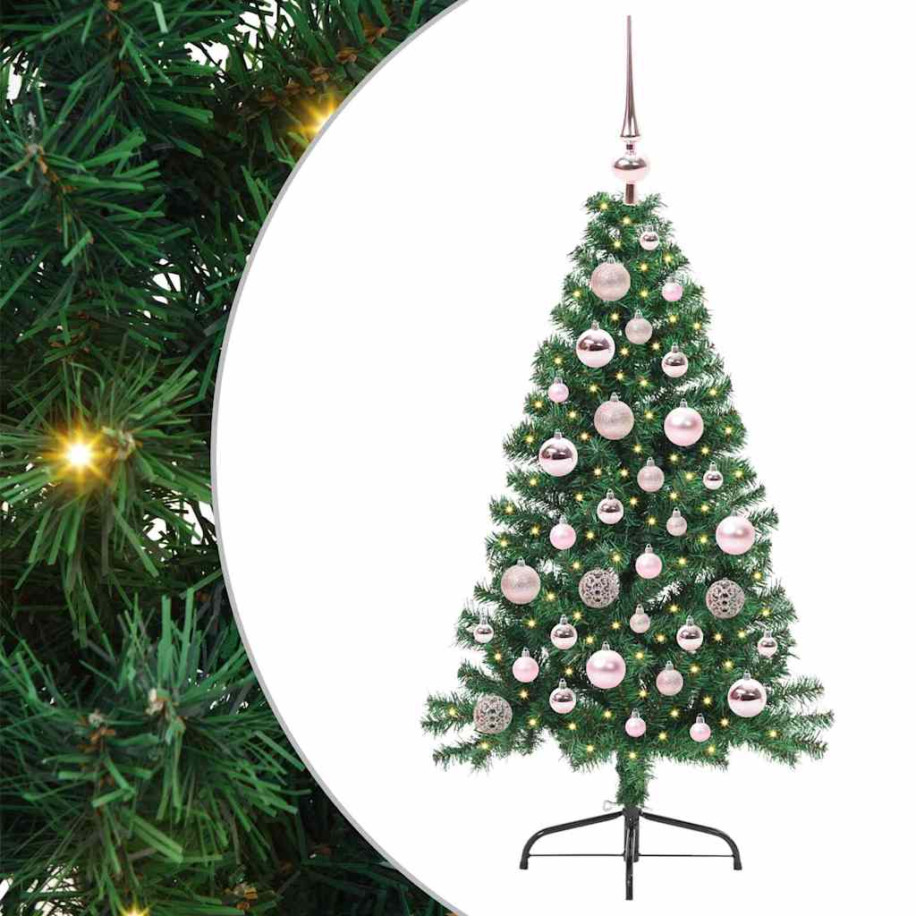 vidaXL Künstlicher vorbeleuchteter Weihnachtsbaum Grün 120 cm PVC