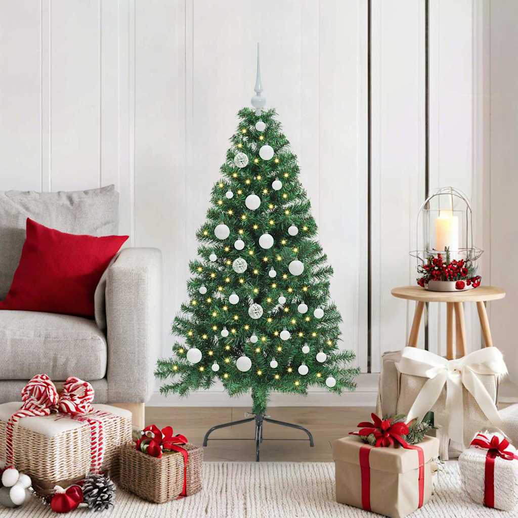 vidaXL Künstlicher vorbeleuchteter Weihnachtsbaum Grün 120 cm PVC