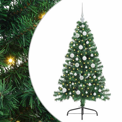 vidaXL Künstlicher vorbeleuchteter Weihnachtsbaum Grün 120 cm PVC
