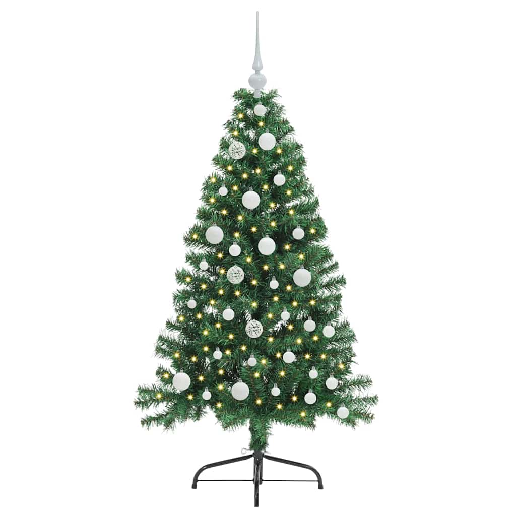 vidaXL Künstlicher vorbeleuchteter Weihnachtsbaum Grün 120 cm PVC