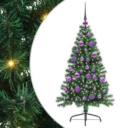 vidaXL Künstlicher vorbeleuchteter Weihnachtsbaum Grün 120 cm PVC