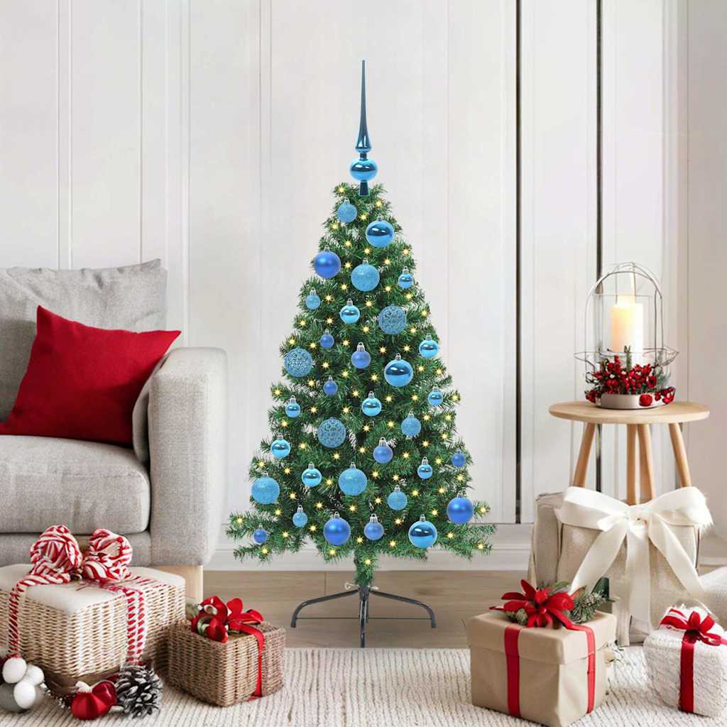 vidaXL Künstlicher vorbeleuchteter Weihnachtsbaum Grün 120 cm PVC