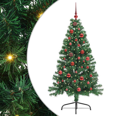vidaXL Künstlicher vorbeleuchteter Weihnachtsbaum Grün 150 cm PVC