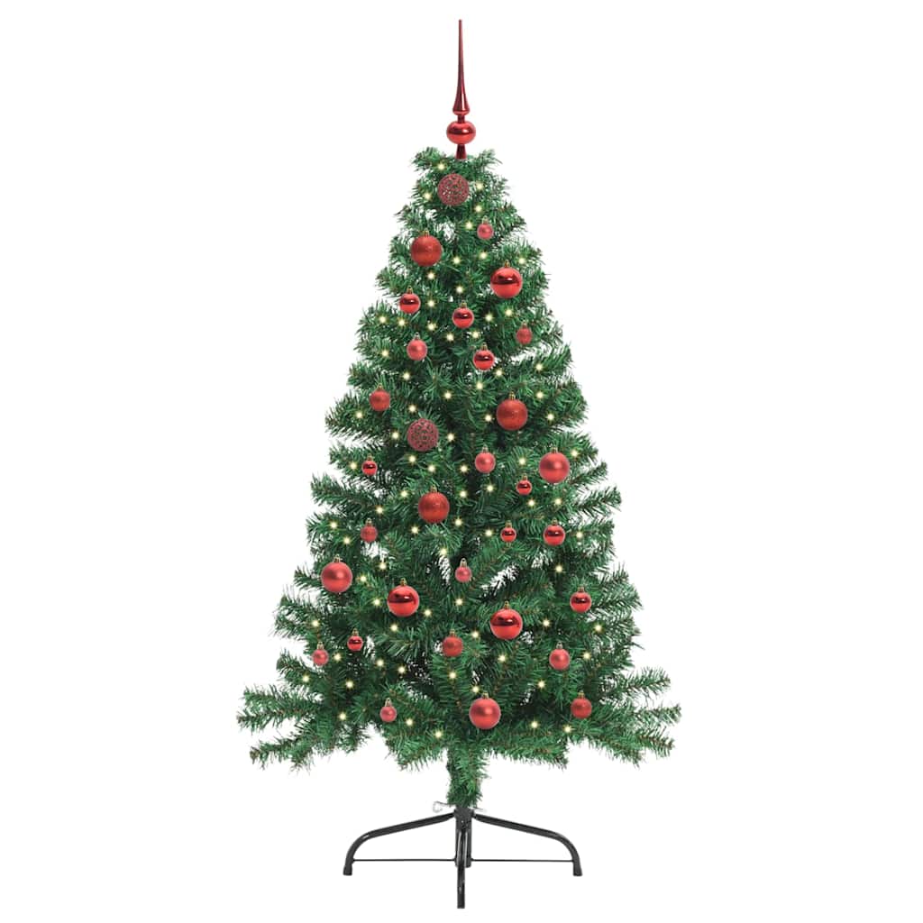 vidaXL Künstlicher vorbeleuchteter Weihnachtsbaum Grün 150 cm PVC