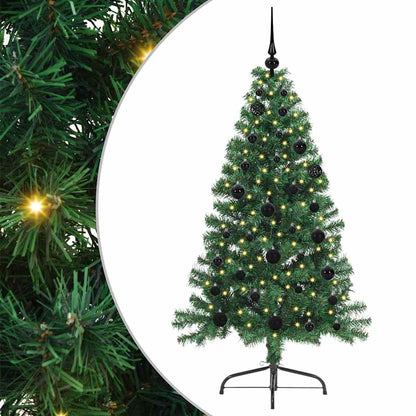 vidaXL Künstlicher vorbeleuchteter Weihnachtsbaum Grün 150 cm PVC