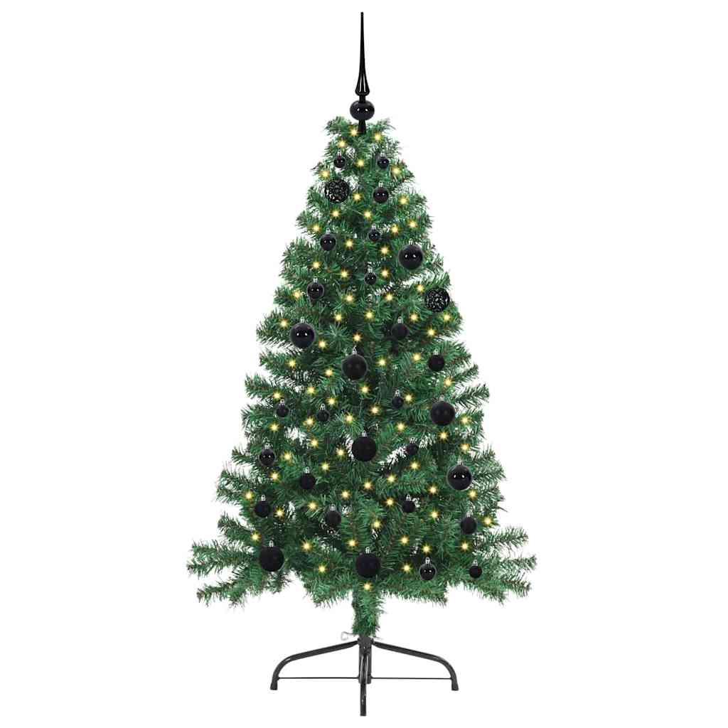 vidaXL Künstlicher vorbeleuchteter Weihnachtsbaum Grün 150 cm PVC