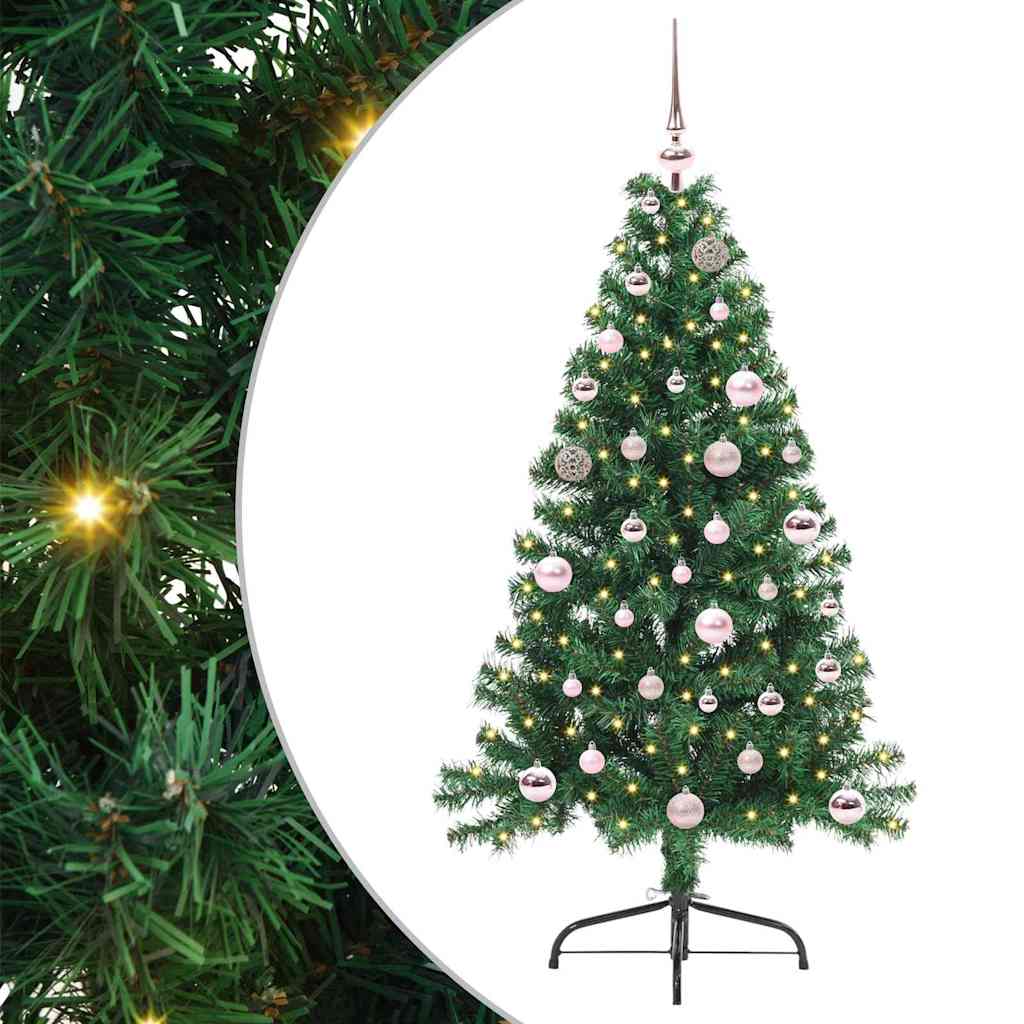vidaXL Künstlicher vorbeleuchteter Weihnachtsbaum Grün 150 cm PVC