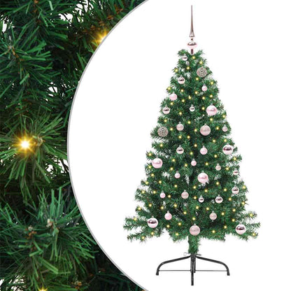 vidaXL Künstlicher vorbeleuchteter Weihnachtsbaum Grün 150 cm PVC