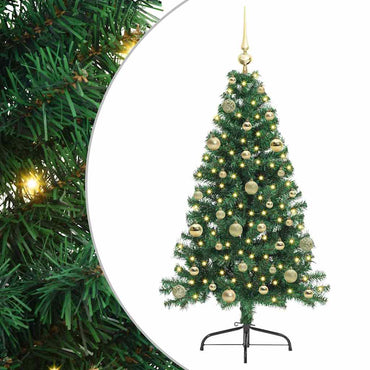 vidaXL Künstlicher vorbeleuchteter Weihnachtsbaum Grün 150 cm PVC