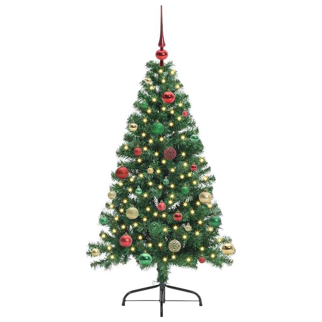 Künstlicher vorbeleuchteter Weihnachtsbaum Grün 150 cm PVC