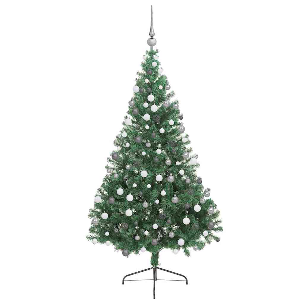 vidaXL Künstlicher vorbeleuchteter Weihnachtsbaum Grün 180 cm PVC