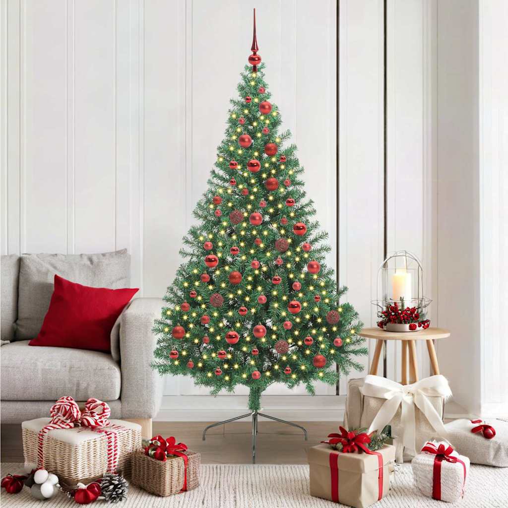 vidaXL Künstlicher vorbeleuchteter Weihnachtsbaum Grün 180 cm PVC