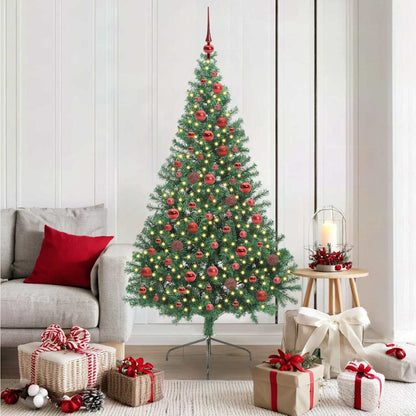 vidaXL Künstlicher vorbeleuchteter Weihnachtsbaum Grün 180 cm PVC