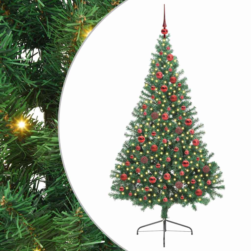 vidaXL Künstlicher vorbeleuchteter Weihnachtsbaum Grün 180 cm PVC