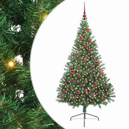 vidaXL Künstlicher vorbeleuchteter Weihnachtsbaum Grün 180 cm PVC