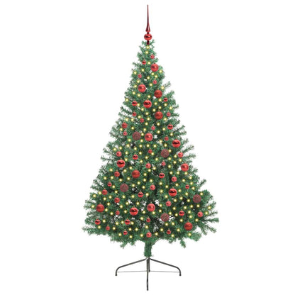 vidaXL Künstlicher vorbeleuchteter Weihnachtsbaum Grün 180 cm PVC