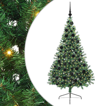 vidaXL Künstlicher vorbeleuchteter Weihnachtsbaum Grün 180 cm PVC