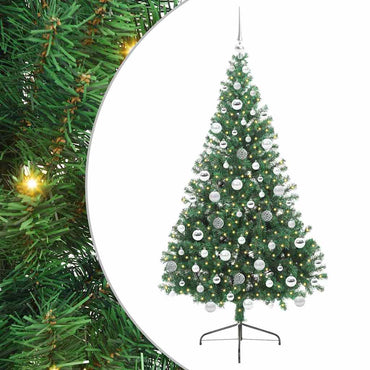 vidaXL Künstlicher vorbeleuchteter Weihnachtsbaum Grün 180 cm PVC