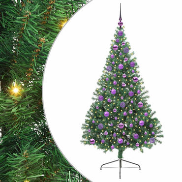 vidaXL Künstlicher vorbeleuchteter Weihnachtsbaum Grün 180 cm PVC