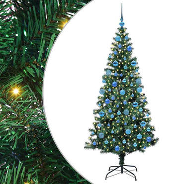 vidaXL Künstlicher vorbeleuchteter Weihnachtsbaum Grün 180 cm PVC