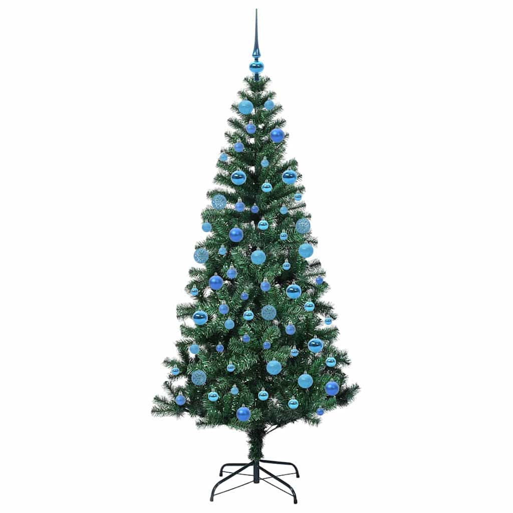 vidaXL Künstlicher vorbeleuchteter Weihnachtsbaum Grün 180 cm PVC