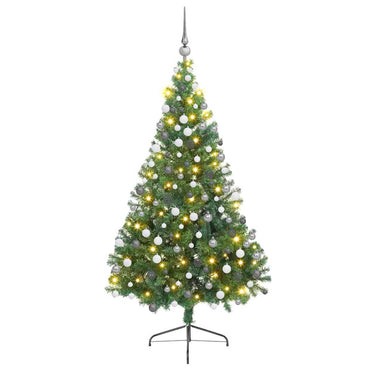 vidaXL Künstlicher vorbeleuchteter Weihnachtsbaum Grün 210 cm PVC