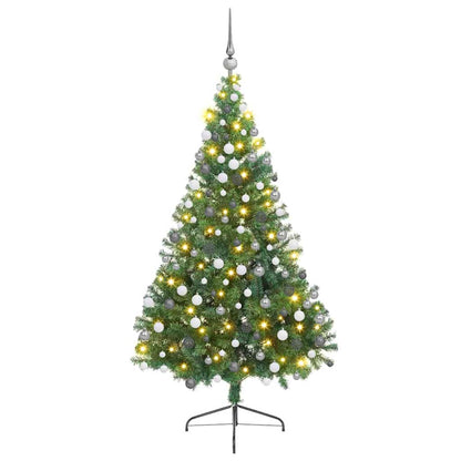vidaXL Künstlicher vorbeleuchteter Weihnachtsbaum Grün 210 cm PVC