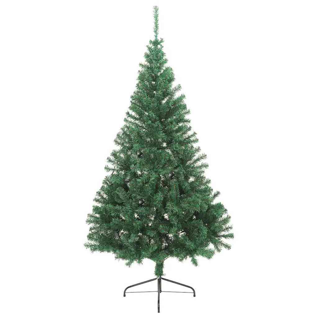 vidaXL Künstlicher vorbeleuchteter Weihnachtsbaum Grün 210 cm PVC