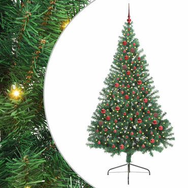vidaXL Künstlicher vorbeleuchteter Weihnachtsbaum Grün 210 cm PVC