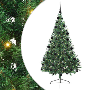 vidaXL Künstlicher vorbeleuchteter Weihnachtsbaum Grün 210 cm PVC