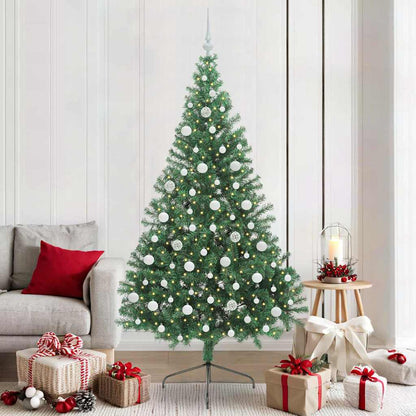 vidaXL Künstlicher vorbeleuchteter Weihnachtsbaum Grün 210 cm PVC