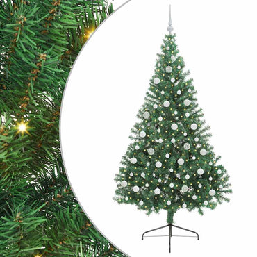 vidaXL Künstlicher vorbeleuchteter Weihnachtsbaum Grün 210 cm PVC